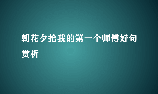 朝花夕拾我的第一个师傅好句赏析