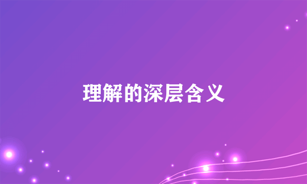 理解的深层含义
