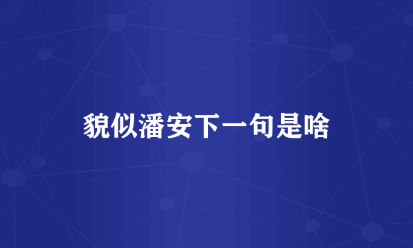 貌似潘安下一句是啥