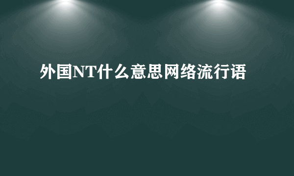外国NT什么意思网络流行语