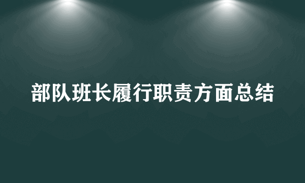 部队班长履行职责方面总结