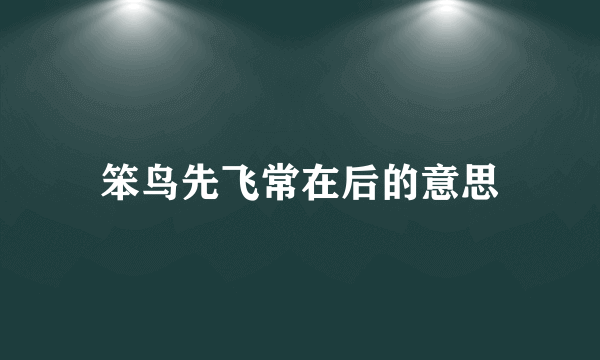 笨鸟先飞常在后的意思