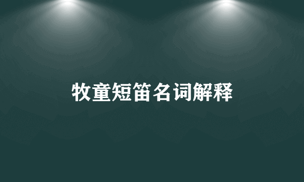 牧童短笛名词解释