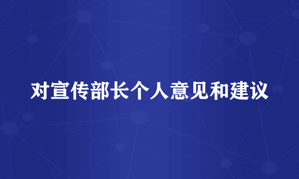对宣传部长个人意见和建议