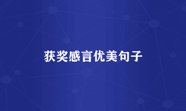 获奖感言优美句子