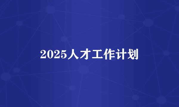 2025人才工作计划