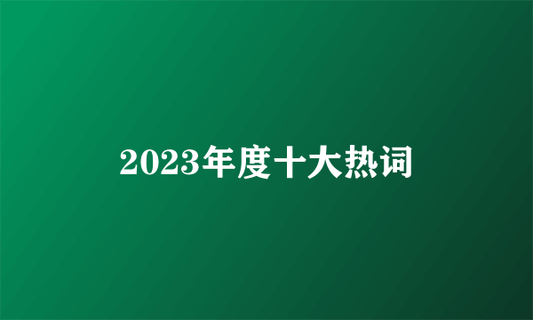 2023年度十大热词