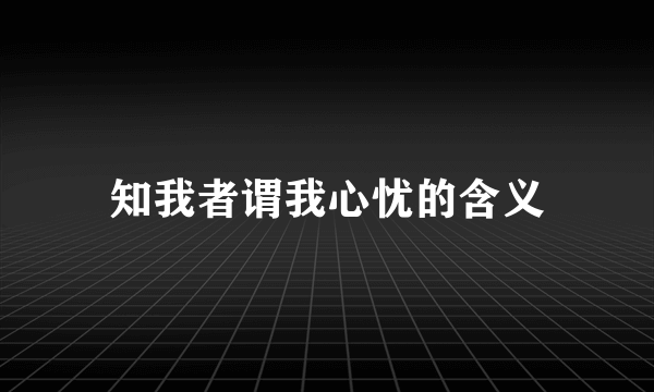 知我者谓我心忧的含义