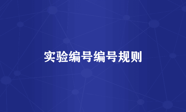 实验编号编号规则