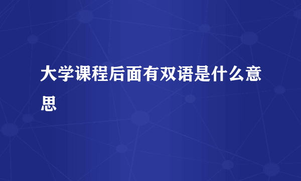 大学课程后面有双语是什么意思