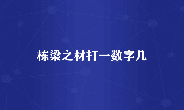 栋梁之材打一数字几