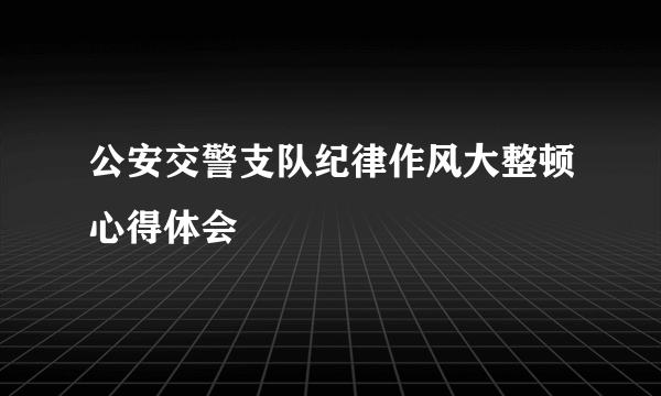 公安交警支队纪律作风大整顿心得体会