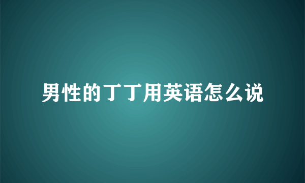 男性的丁丁用英语怎么说