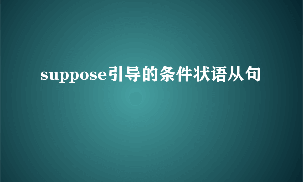 suppose引导的条件状语从句