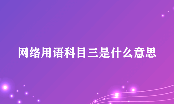 网络用语科目三是什么意思