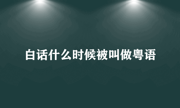 白话什么时候被叫做粤语