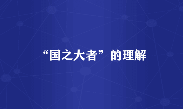 “国之大者”的理解