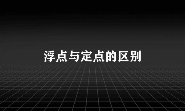 浮点与定点的区别