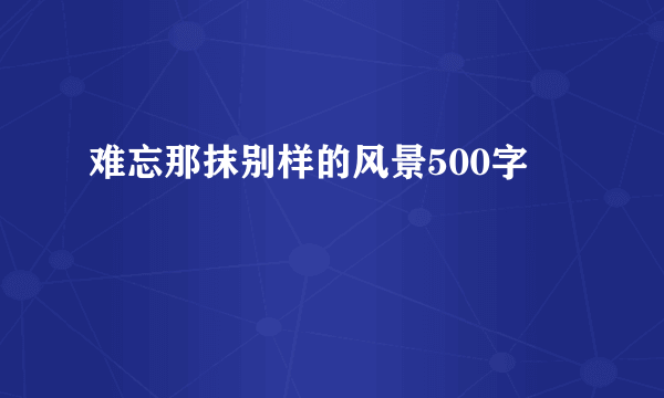 难忘那抹别样的风景500字