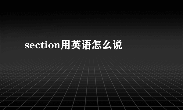 section用英语怎么说