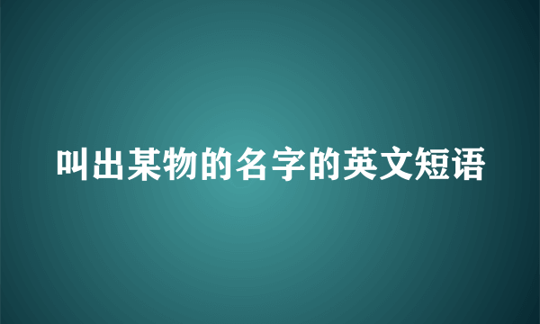 叫出某物的名字的英文短语
