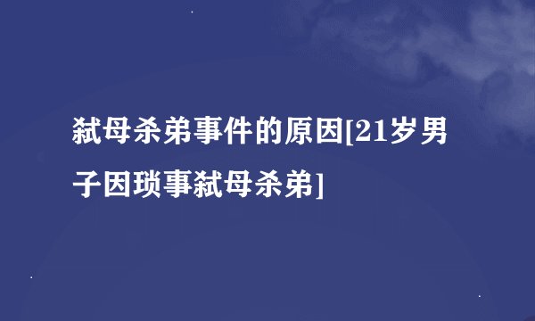 弑母杀弟事件的原因[21岁男子因琐事弑母杀弟]