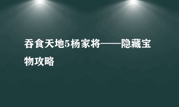吞食天地5杨家将——隐藏宝物攻略
