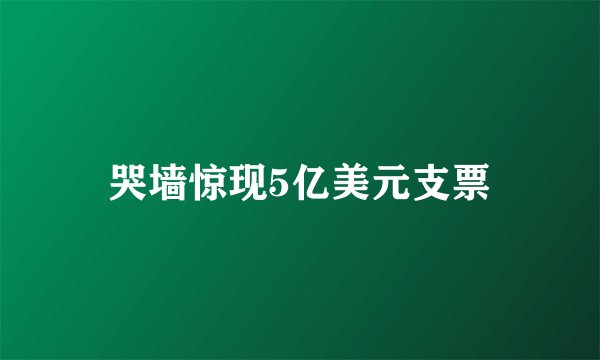 哭墙惊现5亿美元支票