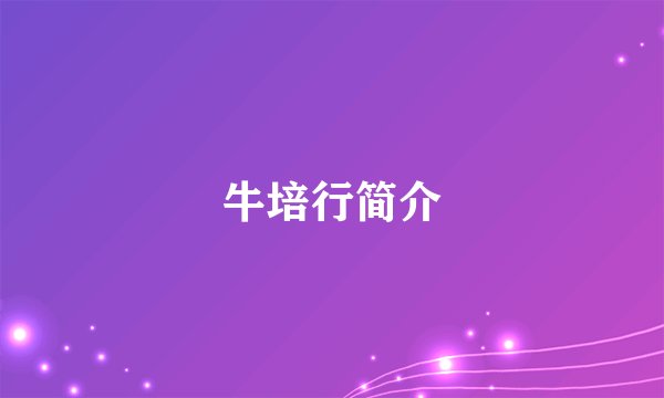 牛培行简介