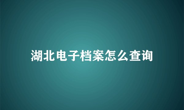 湖北电子档案怎么查询