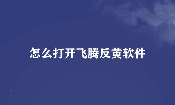 怎么打开飞腾反黄软件