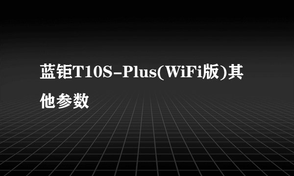蓝钜T10S-Plus(WiFi版)其他参数