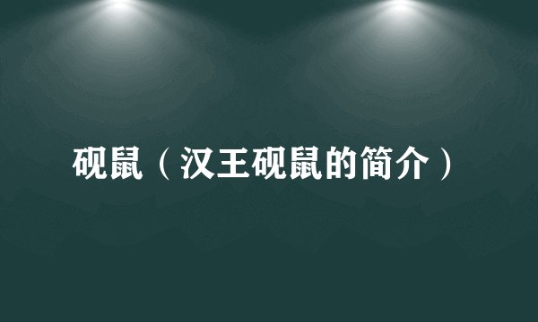 砚鼠（汉王砚鼠的简介）