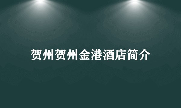 贺州贺州金港酒店简介