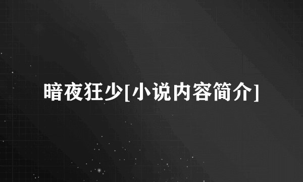 暗夜狂少[小说内容简介]