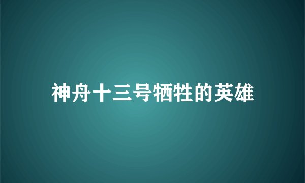神舟十三号牺牲的英雄