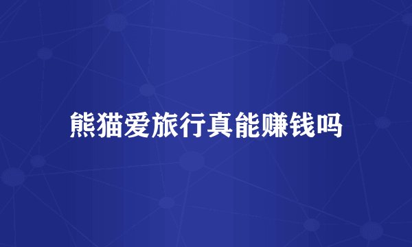 熊猫爱旅行真能赚钱吗