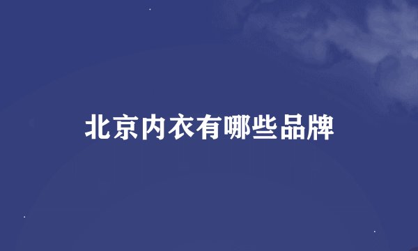 北京内衣有哪些品牌