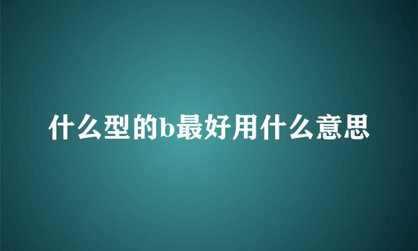 什么型的b最好用什么意思