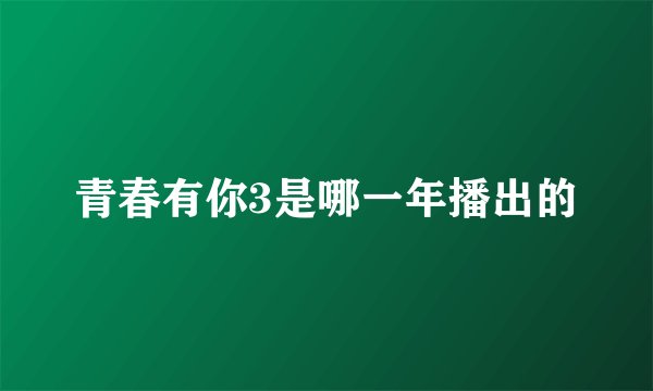 青春有你3是哪一年播出的