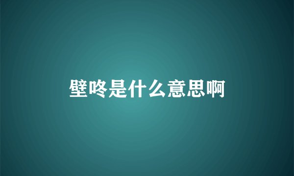 壁咚是什么意思啊