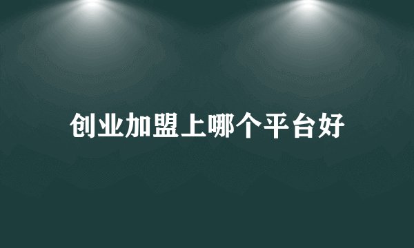 创业加盟上哪个平台好