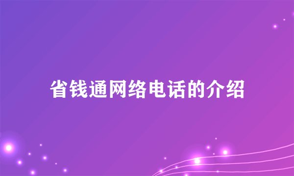 省钱通网络电话的介绍