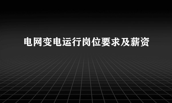 电网变电运行岗位要求及薪资
