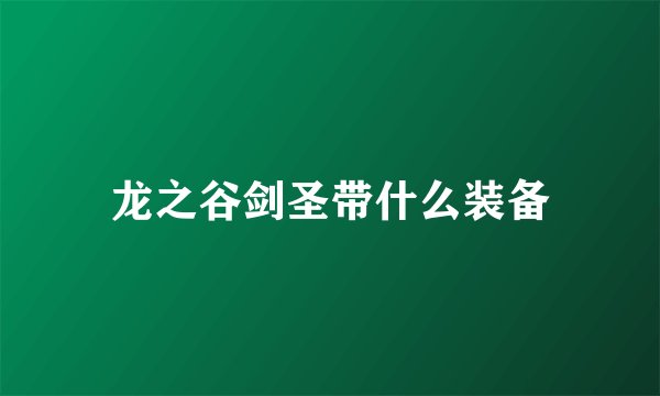 龙之谷剑圣带什么装备