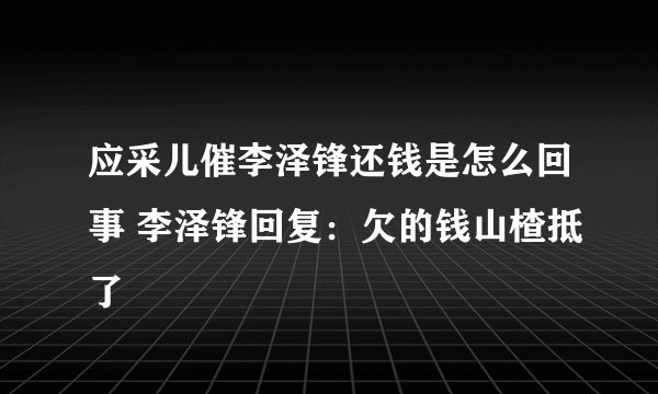 应采儿催李泽锋还钱是怎么回事 李泽锋回复：欠的钱山楂抵了