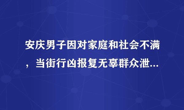 安庆男子因对家庭和社会不满,当街行凶报复无辜群众泄愤被判死刑