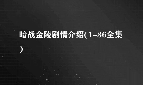 暗战金陵剧情介绍(1-36全集)