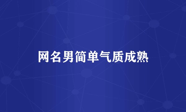网名男简单气质成熟