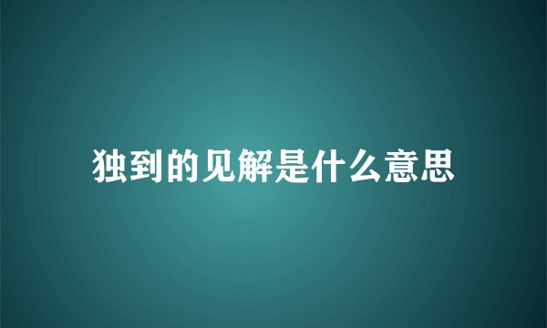独到的见解是什么意思